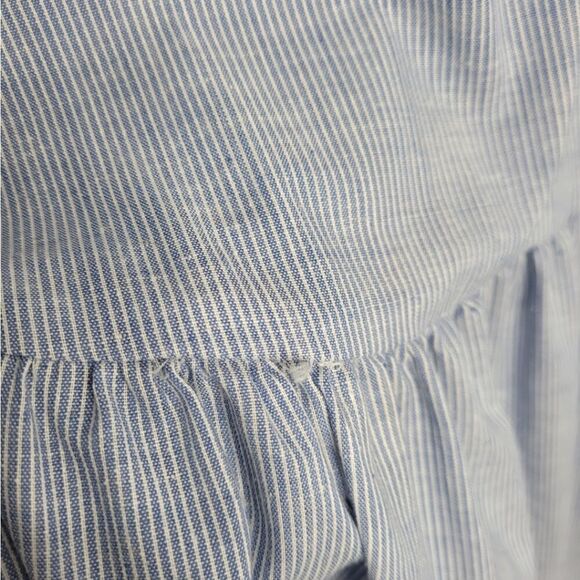 VINTAGE 80s sleeveless pinstripe‎ drop waist lace collar midi dress volup 1X - Picture 6 of 11